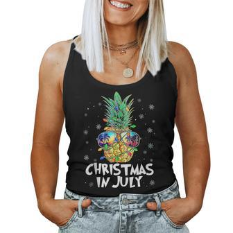 Christmas In July Pineapple Christmas Tree Lights Sunglasses Women Tank Top | Mazezy