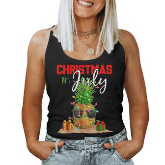 Christmas In July Pineapple Xmas Tree Summer Vacation Vacation Women Tank Top | Mazezy