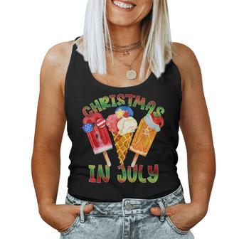 Christmas In July Santa Beach Summer With Gnomies Vacation Women Tank Top | Mazezy