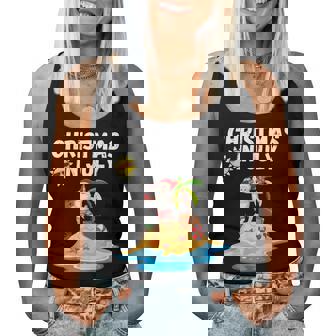 Christmas In July Santa Hat Sunglasses Summer Celebration Summer Women Tank Top | Mazezy