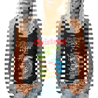 Christmas In July Santa Hawaiian Summer Surf Surfing Surfer Surfing Women Tank Top | Mazezy