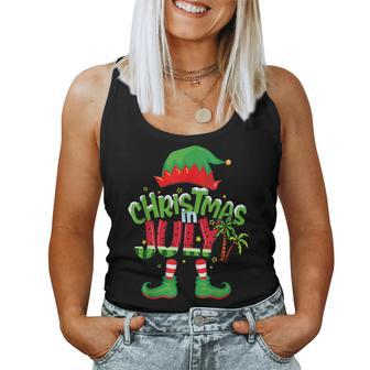 Christmas In July Summer Elf Watermelon Santa Summer Women Tank Top | Mazezy