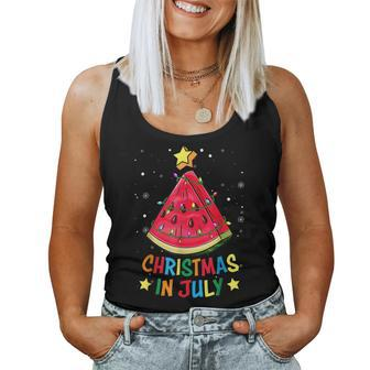Christmas In July Watermelon Christmas Tree Summer Vacation Vacation Women Tank Top | Mazezy