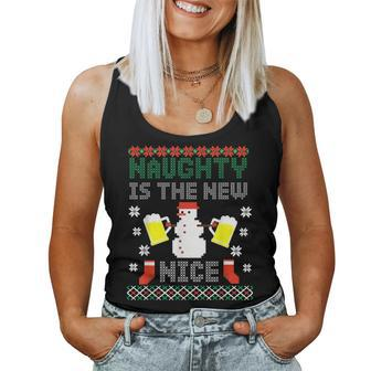 Christmas Naughty Beer Ugly Christmas Sweater Women Tank Top - Monsterry UK