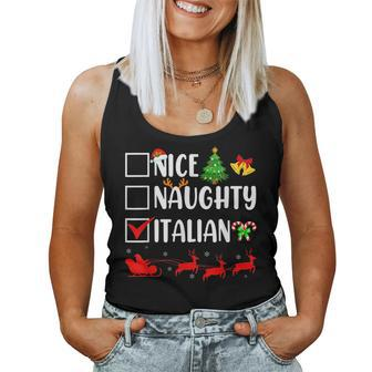 Christmas Nice Naughty Italian Xmas Santa Hat Women Tank Top | Mazezy