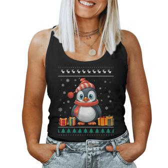 Christmas Penguin Santa Hat Ugly Christmas Sweater Women Tank Top - Monsterry DE