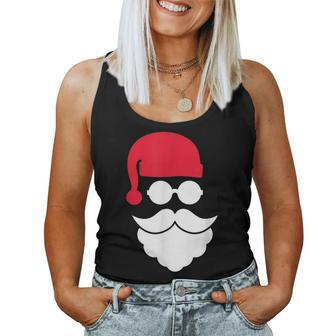 Christmas Santa Claus Face With Hat Beard Women Tank Top | Mazezy