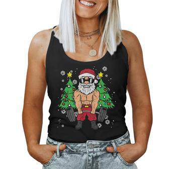Christmas Santa Deadlift Xmas Weightlift Gym Women Women Tank Top - Seseable