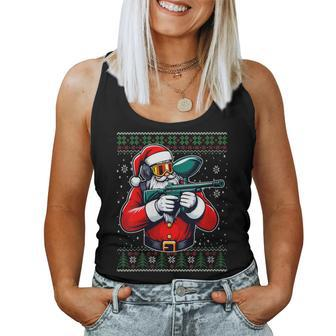 Christmas Santa Paintball Ugly Christmas Sweater Women Tank Top - Monsterry AU