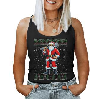 Christmas Santa Plumber Ugly Christmas Sweater Women Tank Top - Seseable