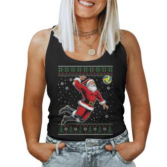 Christmas Santa Volleyball Ugly Christmas Sweater Women Tank Top - Monsterry AU