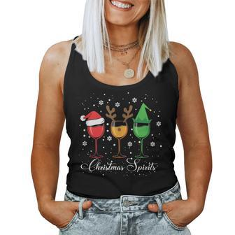 Christmas Spirits Glasses Of Wine Xmas Holidays Party Women Tank Top | Mazezy