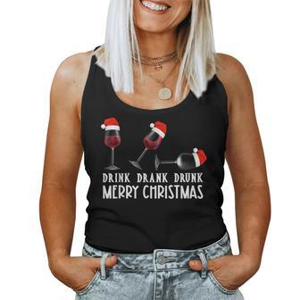 Christmas Wine Party Drink Drank Drunk Wine Glass Women Tank Top | Mazezy UK