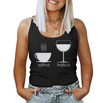 Graphic Coffee Wine Sativa Indica Wine Women Tank Top | Mazezy