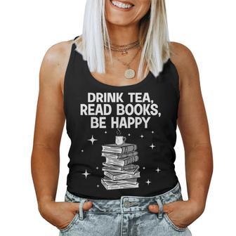 Cool Books For Men Women Tea Book Lovers Reading Bookworm Reading s Women Tank Top | Mazezy