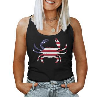 Cool Crab For Men Women Fourth July Flag Patriotic Crabbing Women Tank Top Weekend Graphic - Monsterry