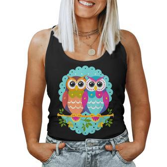Cool Owl Graphic Cute Graphic Illustration Owl Women Tank Top | Mazezy