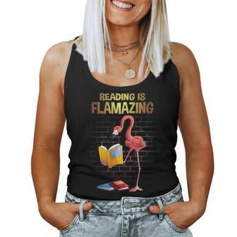 Cool Reading Is Flamazing Flamingo Book Reader Women Tank Top | Mazezy