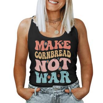 Make Cornbread Not War Groovy Peace Cooking Baking Women Tank Top | Mazezy