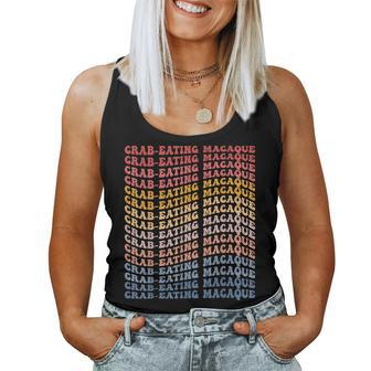 Crab-Eating Macaque Groovy Retro Women Tank Top | Mazezy