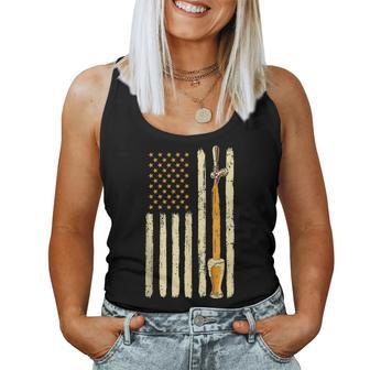 Craft Beer Tap Distressed American Flag Patriotic Alcohol Women Tank Top | Mazezy