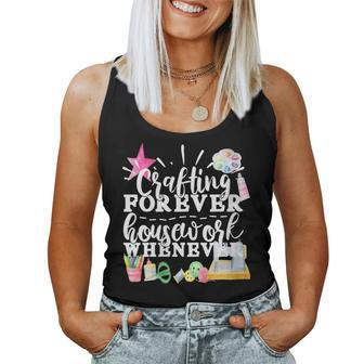Crafting Sewing Quilting Paint Draw Crocheting Artists Women Tank Top | Mazezy
