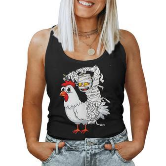 Crazy Chicken Lady Scary Halloween Mummy Riding A Chicken Women Tank Top | Mazezy