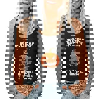 Creepin It Real - Halloween Pun Joke - Scary Pumpkin Women Tank Top | Mazezy