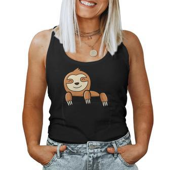 Cute Chillin Sloth Pocket Friend Funny Sloth In Your Pocket Women Tank Top Basic Casual Daily Weekend Graphic - Thegiftio UK
