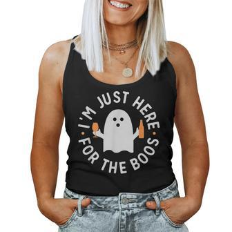 Cute Halloween Fall I'm Just Here For The Boos Booze Halloween Women Tank Top | Mazezy