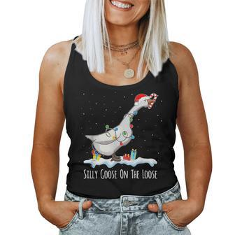 Cute Santa Duck Silly Goose On The Loose Christmas Women Tank Top - Monsterry