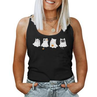 Cute Halloween Cat Ghost Costume For Women Tank Top - Monsterry
