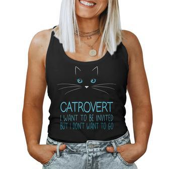 Cute Introvert Cat Lady Don't Want To Go Catrovert Women Tank Top | Mazezy