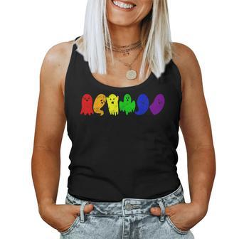 Cute Lgbtq Ghost Lgbt Halloween Ghost Rainbow Gay Pride Women Tank Top | Mazezy