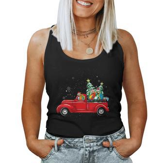 Cute Parrot Bird Driving Xmas Truck Christmas Tree Lights Women Tank Top | Mazezy