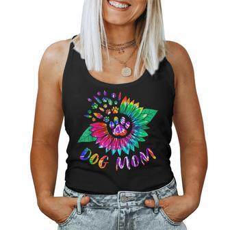 Cute Paw Sunflower Dog Mom Tie Dye Mothers Day Dog Lovers Women Tank Top Weekend Graphic - Monsterry