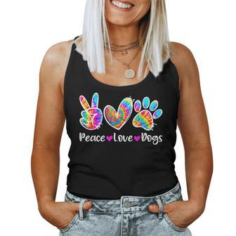 Cute Peace Love Dogs Tie Dye Dog Paw Dog Mom Mothers Day Women Tank Top Basic Casual Daily Weekend Graphic - Seseable