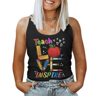 Cute Teach Love And Inspire Teacher Back To School Women Tank Top | Mazezy