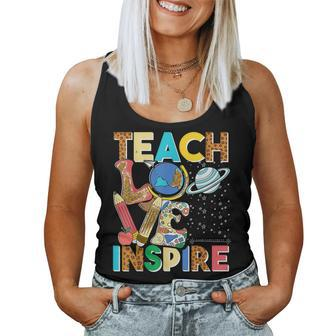Cute Teach Love And Inspire Men Women Teacher Women Tank Top - Seseable