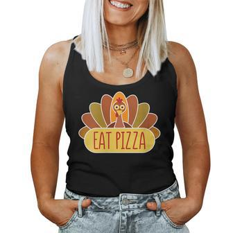 Cute Thanksgiving Day Turkey Eat Pizza Women Tank Top | Mazezy