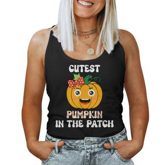 Cutest Pumpkin In The Patch Baby Girl Halloween Fall Women Tank Top - Monsterry CA