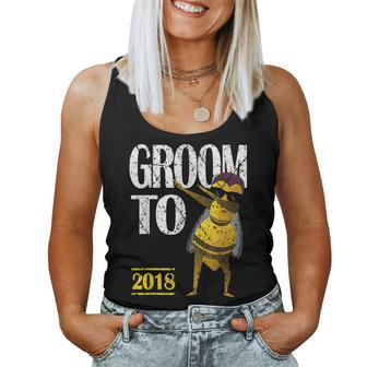 Dabbing Bee Groom To Be 2018 T Distressed Women Tank Top | Mazezy