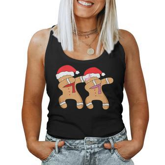 Dabbing Gingerbread Man And Girl Christmas Season Dab Dance Women Tank Top | Mazezy