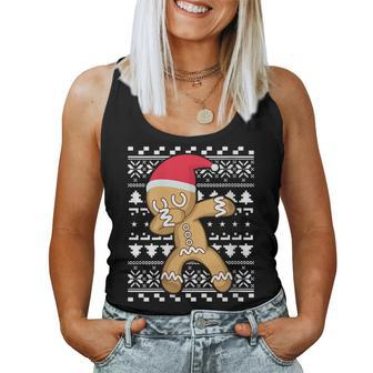 Dabbing Gingerbread Man Ugly Christmas Sweater Women Tank Top | Mazezy