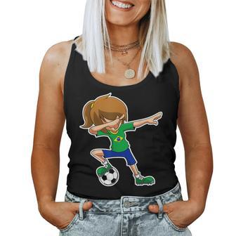 Dabbing Soccer Girl Brazil Brazilian Flag Jersey Women Tank Top | Mazezy
