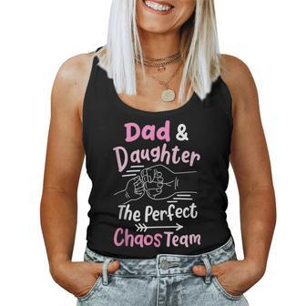Dad & Daughter The Perfect Chaos Team Funny Kids Girl Women Tank Top Basic Casual Daily Weekend Graphic - Seseable