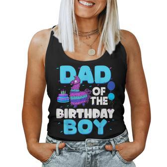 Dad Of The Birthday Boy Llama Family Party Decorations Women Tank Top - Seseable