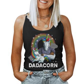Dadacorn Dad Muscle Unicorn Dad Daughter Fathers Day For Dad Women Tank Top | Mazezy