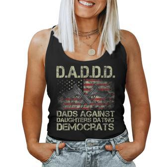 Daddd Gun Dads Against Daughters Dating Democrats Usa Flag Women Tank Top | Mazezy