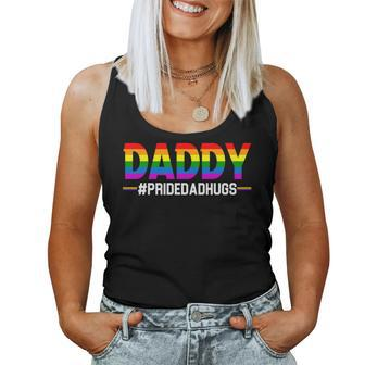Daddy Dad Hugs Lgbt Flag Gay Pride Month Lgbtq Rainbow Week Women Tank Top | Mazezy